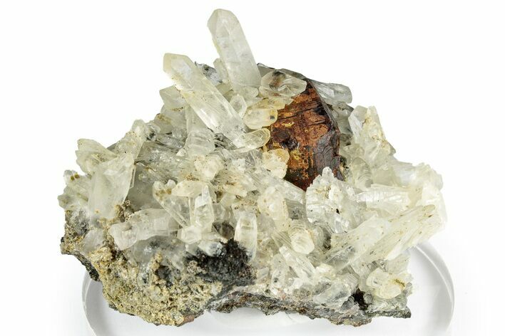 Clear Quartz Crystal Cluster with Pyrite Crystal- Peru #347927
